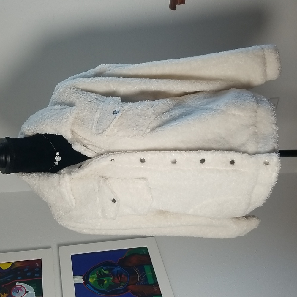C'EST TOI NWT Vintage Snowflake Sherpa Jacket White Small